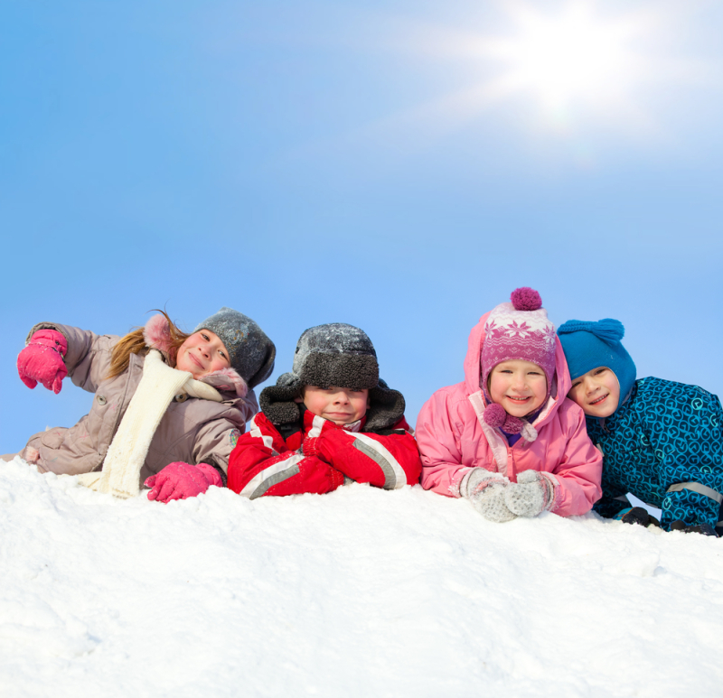 Children in winter. Happy kids on snow