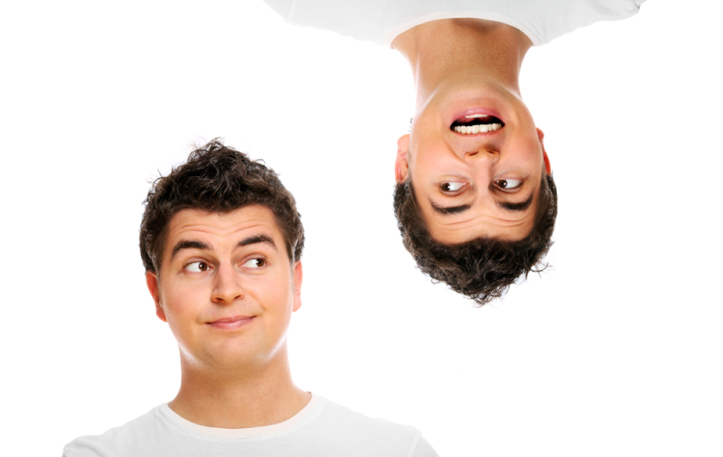 A picture of two funny faces over white background