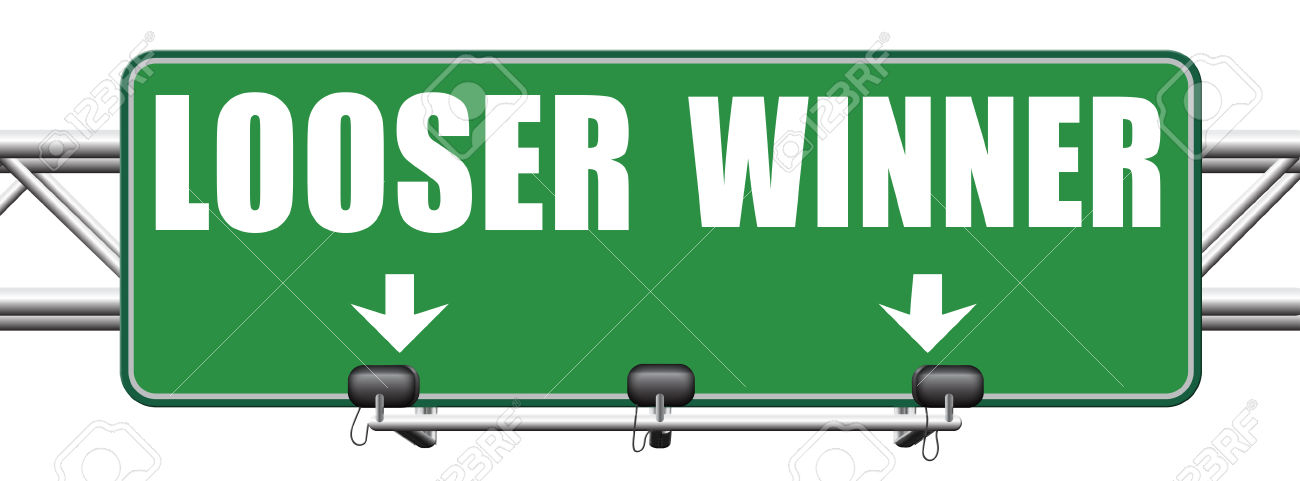 winner looser win or loose the sports game or competition start winning and stop being a looser change your luck sign lottery bingo or casino victory road sign arrow