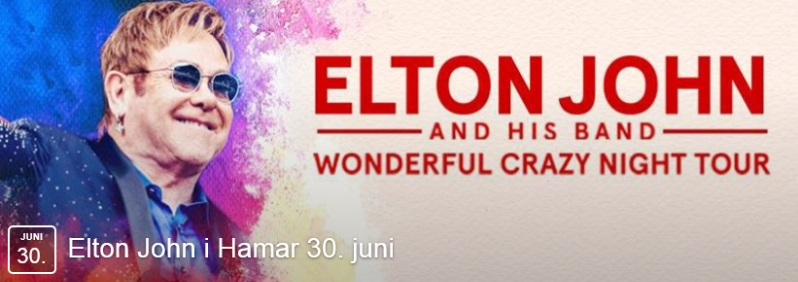 På Fredag kommer artisten Elton John (70) til Hamar