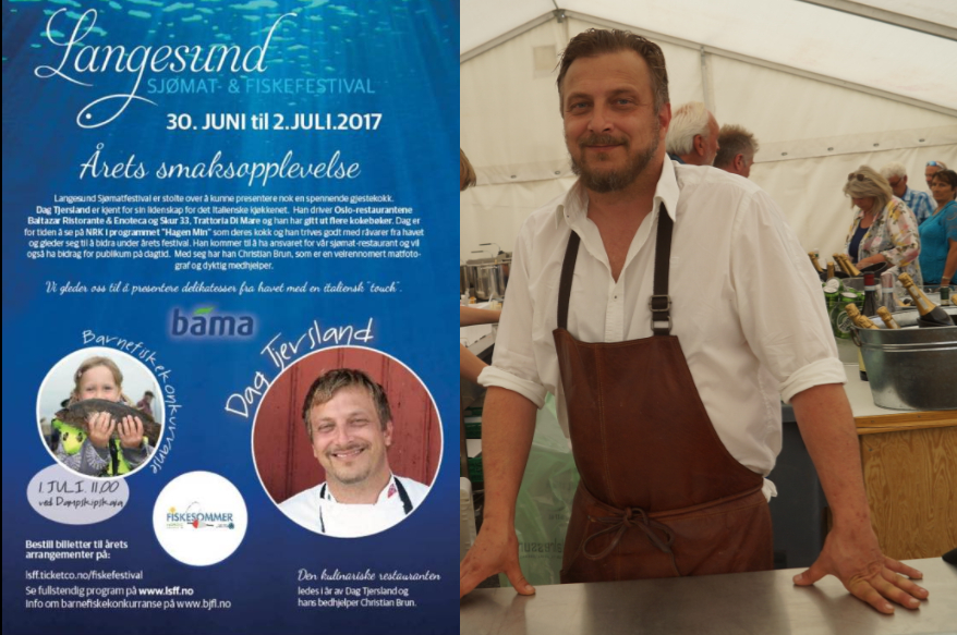 Da er Langesund Sjømat- og Fiskefestival i gang. Norges beste italienske kokk, Dag Tjersland (45) på plass.