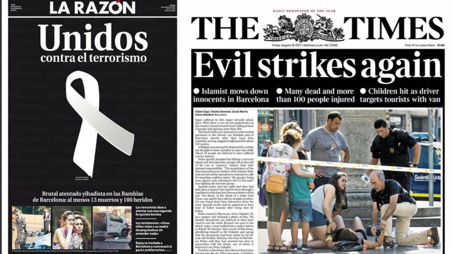 Avisforsider verden rundt: Slik dekker mediene terroren i Spania