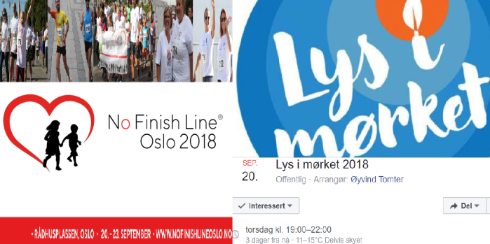 Snart er det klart for “No Finish Line Oslo 2018” og “Lys i Mørket” <3 Kom og bli med!