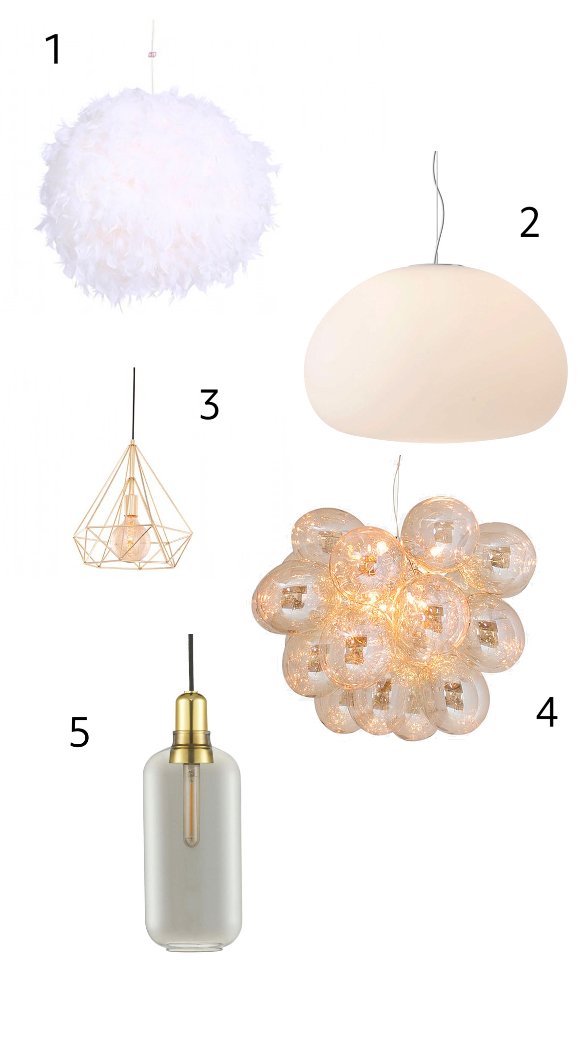 Bilde av fem ulike lamper