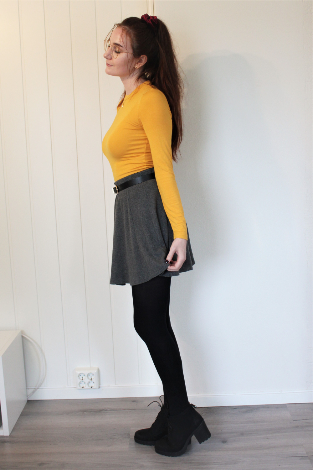 Mustard yellow outfit for school
