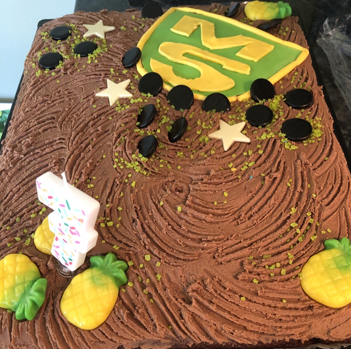 Sjokoladekake til barnebarn med tema ishockey og Manglerud Star