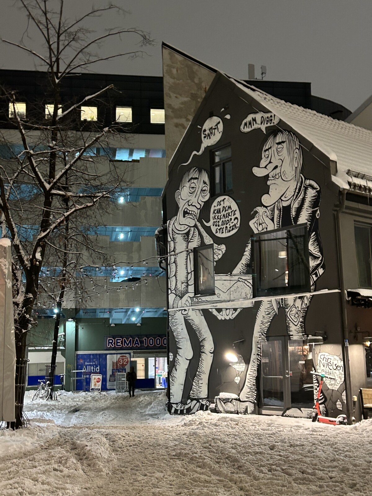 Streetart på hus i Brugata ved Grønland i Oslo