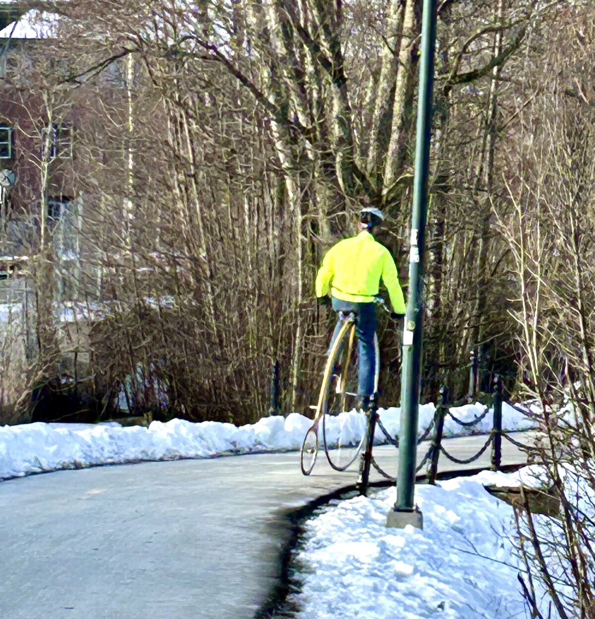Velosiped, veltepetter på sykkelsti på Risløkka i Oslo