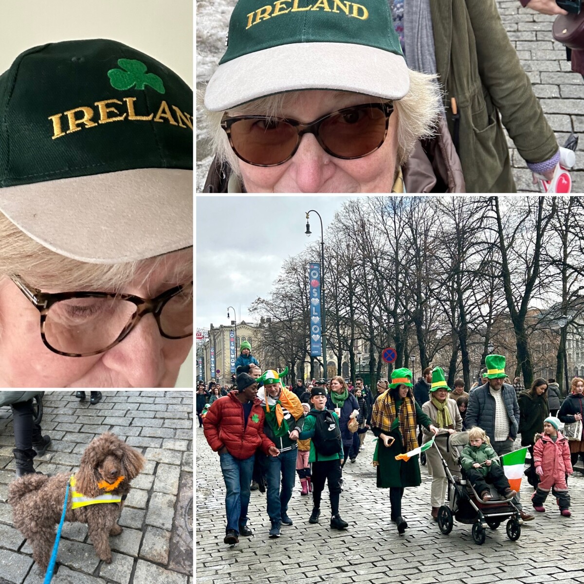 St. Patrick parade Oslo 2023 with gren Ireland cap