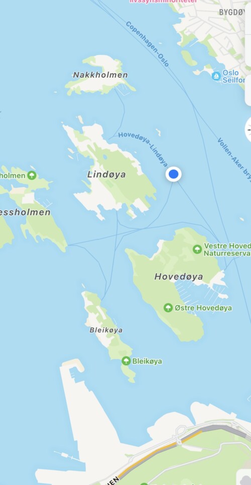 Kart over øyene i indre Oslofjord