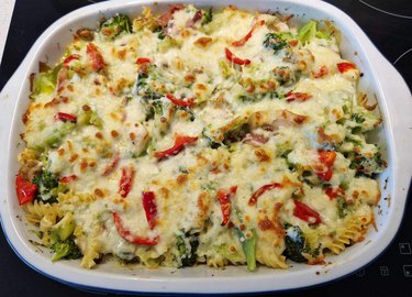 Ovnsrett med bacon, broccoli og pasta