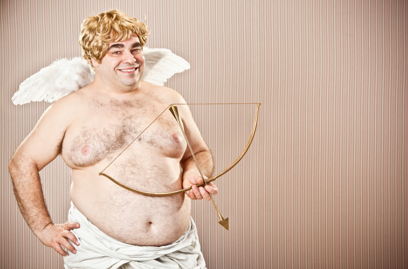 fat blonde love cupid with bow and arrow portrait