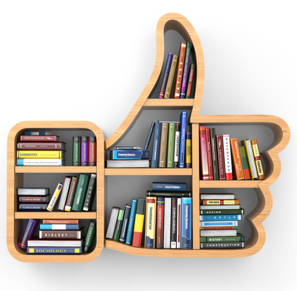 Education concept. Bookshelf with books as like symbol. 3d