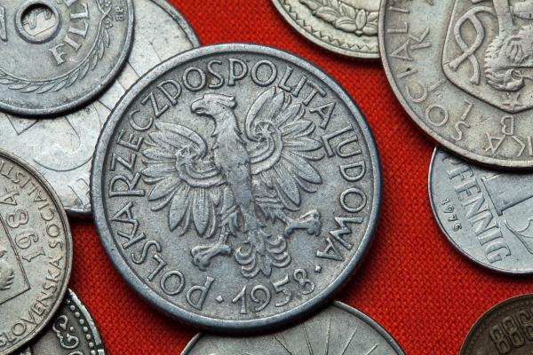 Coins of Communist Poland. Coat of arms of the Polish People's Republic depicted in the Polish two zloty coin (1958). 